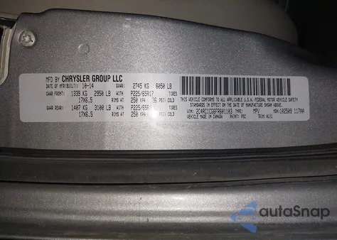 2015 Chrysler Town & Country Touring-L z USA, uszkodzony, nr VIN 2C4RC1CG6FR601103